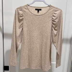 Banana Republic Textured Beige Long Sleeve Top